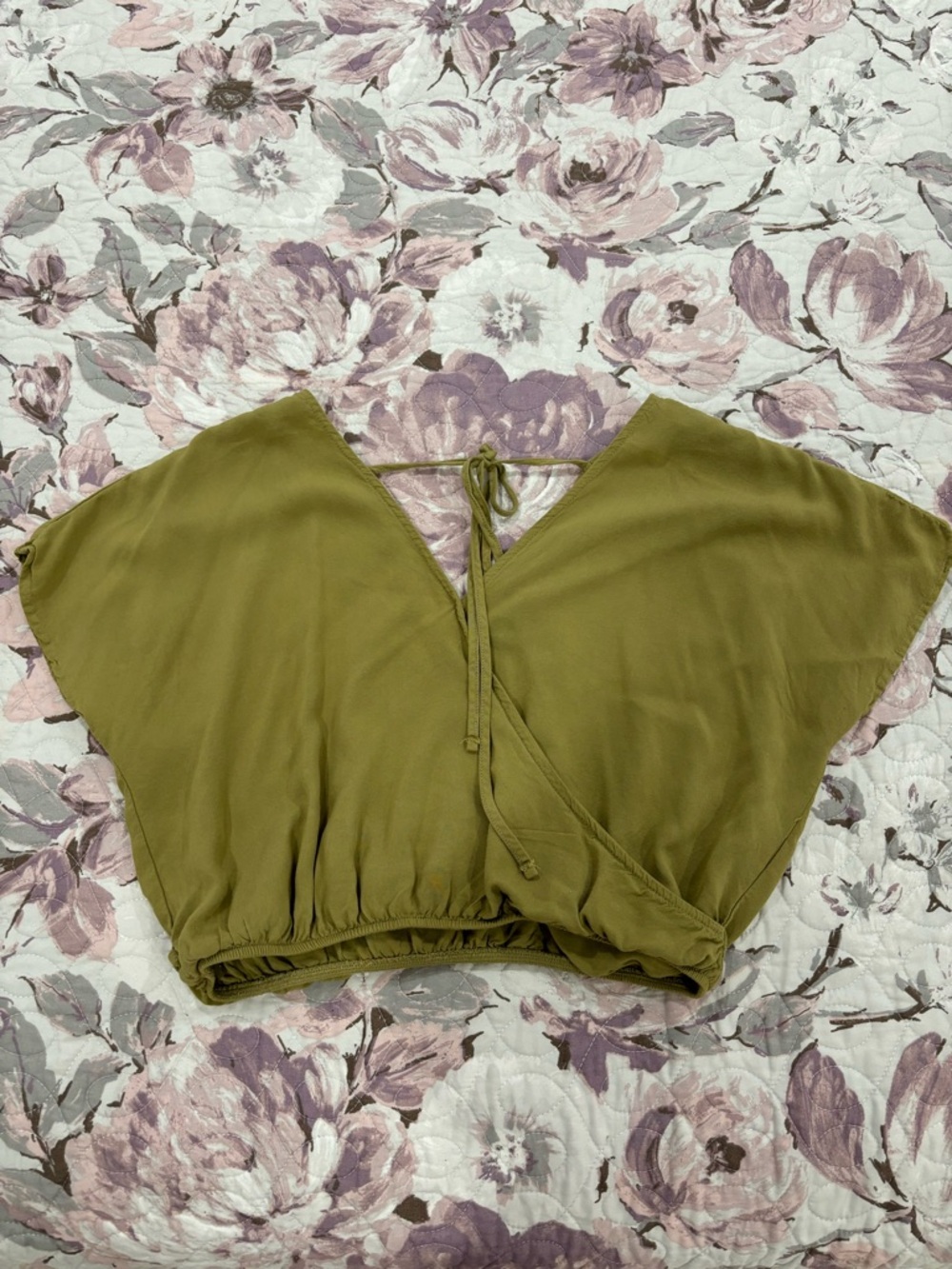 Forever 21 Olive Wrap Tie-Back Crop Top